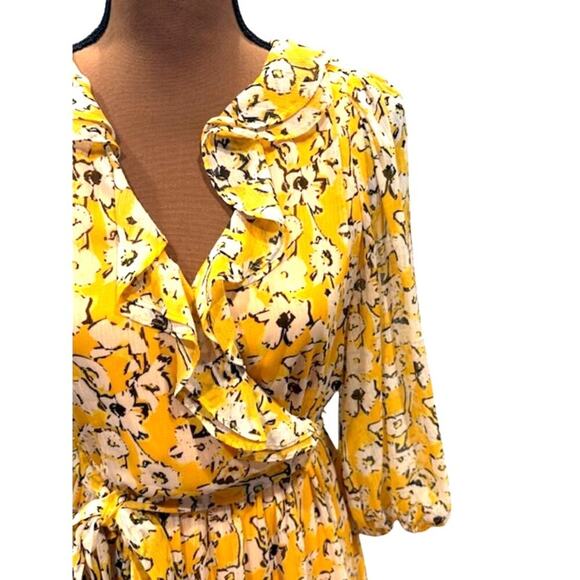 Karl Lagerfeld Paris Chiffon Floral Print V-Neck Ruffle Mini Dress – NWT Size 6 - Picture 4 of 15